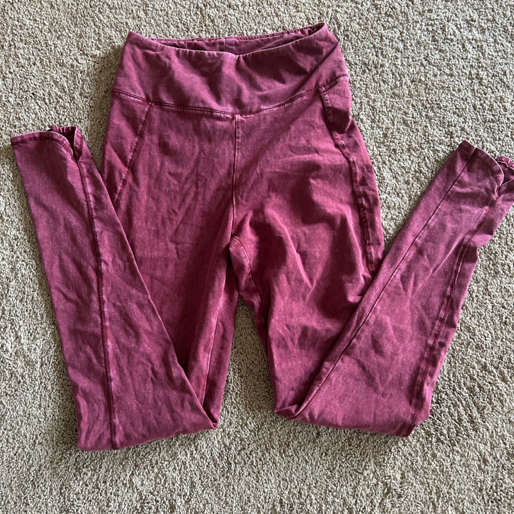 anthropologie Burgundy Leggings